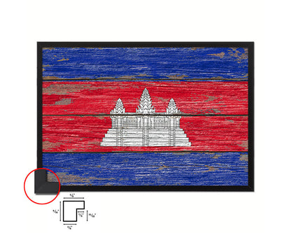 Cambodia Country Wood Rustic National Flag Wood Framed Print Wall Art Decor Gifts