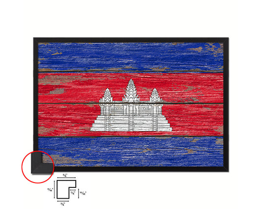 Cambodia Country Wood Rustic National Flag Wood Framed Print Wall Art Decor Gifts