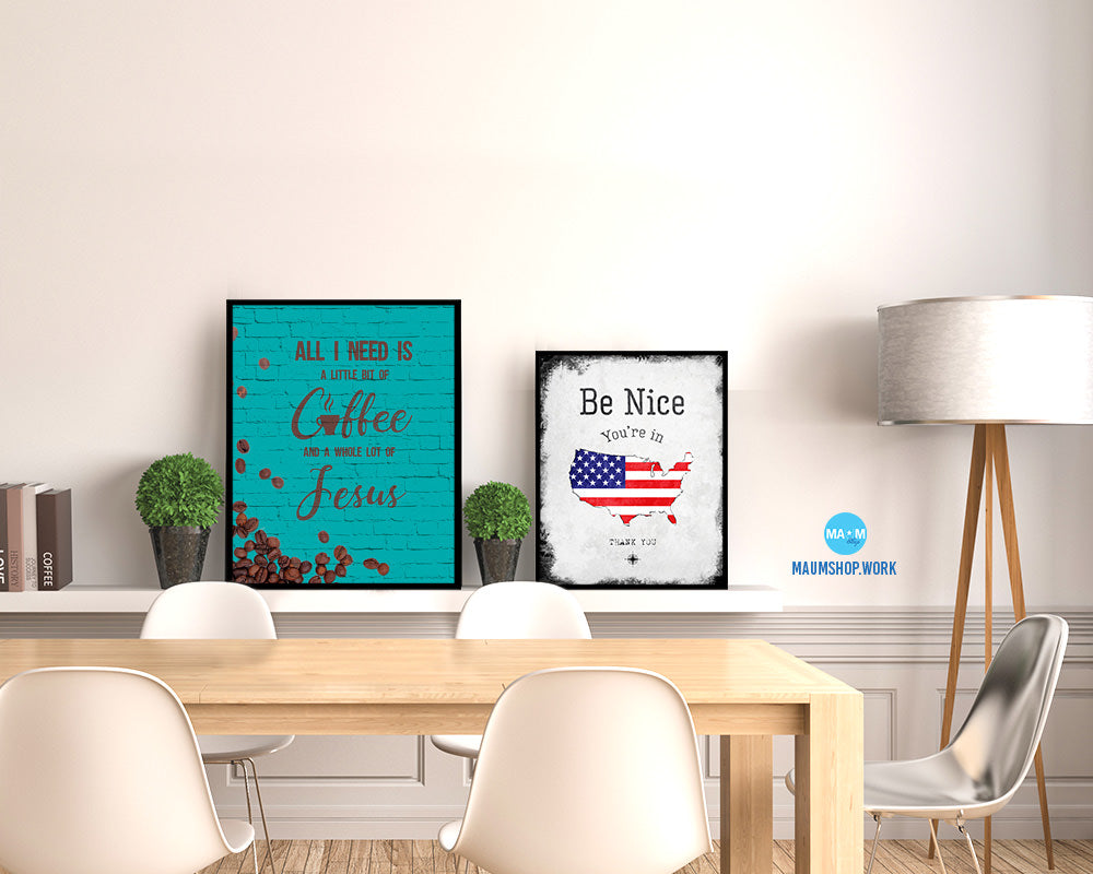 All I need today is a little bit of coffee Quotes Framed Print Home Decor Wall Art Gifts