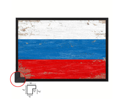 Russia Shabby Chic Country Flag Wood Framed Print Wall Art Decor Gifts