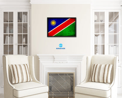 Namibia Country Vintage Flag Wood Framed Print Wall Art Decor Gifts