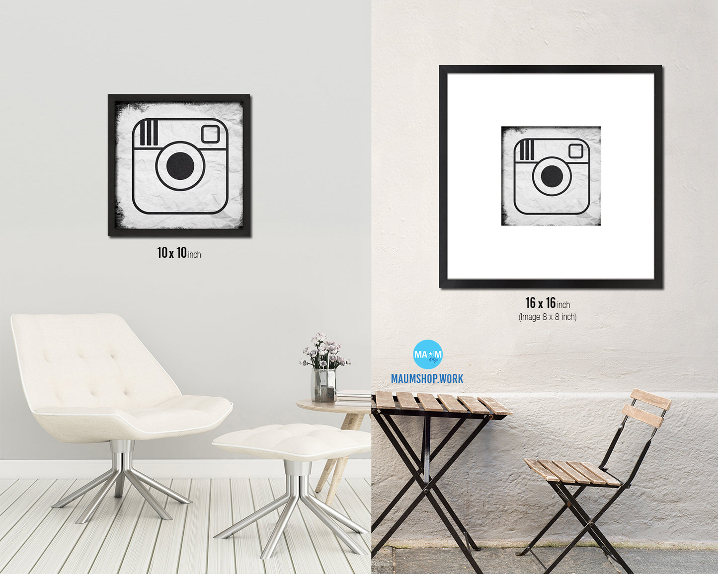 Instagram Social Media Symbol Icons logo Wood Framed Print Home Decor Wall Art Gifts