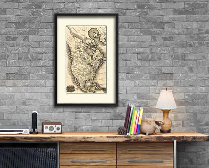 Spain Portugal and France Old Map Wood Framed Print Art Wall Decor Gifts