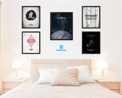 Earth Planet Prints Length of Year Watercolor Solar System Framed Print Home Decor Wall Art Gifts