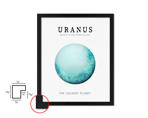 Uranus Planet Prints Watercolor Solar System Wood Framed Paper Print Wall Art Decor Gifts