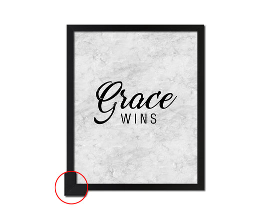 Grace Wins Quote Framed Print Wall Art Decor Gifts