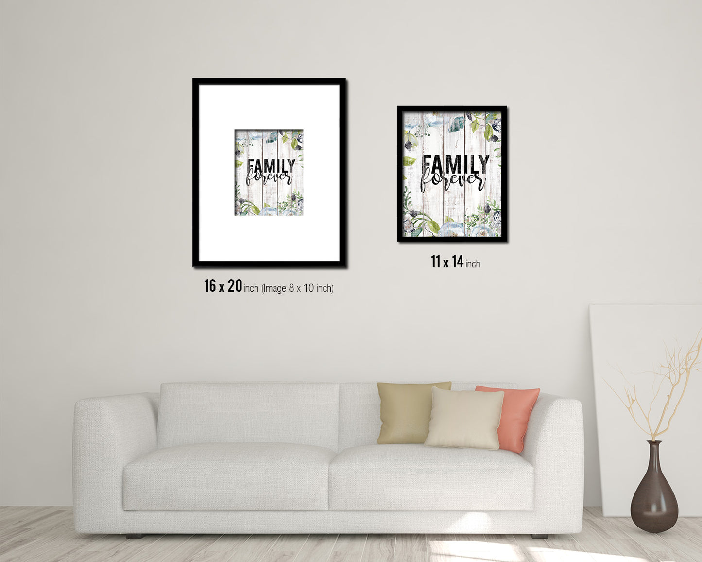 Family forever White Wash Quote Framed Print Wall Decor Art