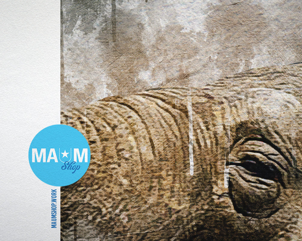 Elephant Animal Painting Print Framed Art Home Wall Decor Gifts