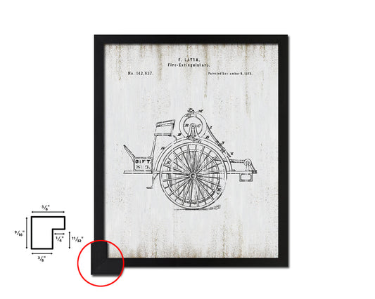 Fire Extinguishers Firefighter Vintage Patent Artwork Black Frame Print Gifts