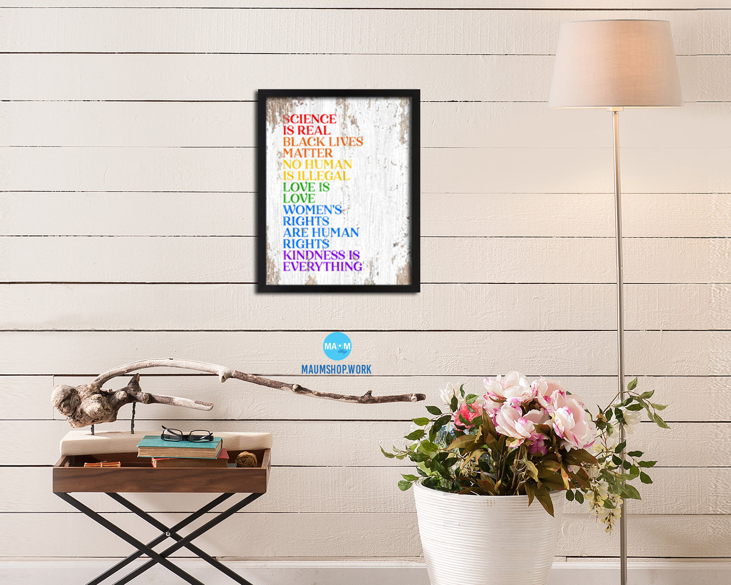 Science is real, Black lives matter, Love is love Rainbow Pride Peace Right Justice Poster Art