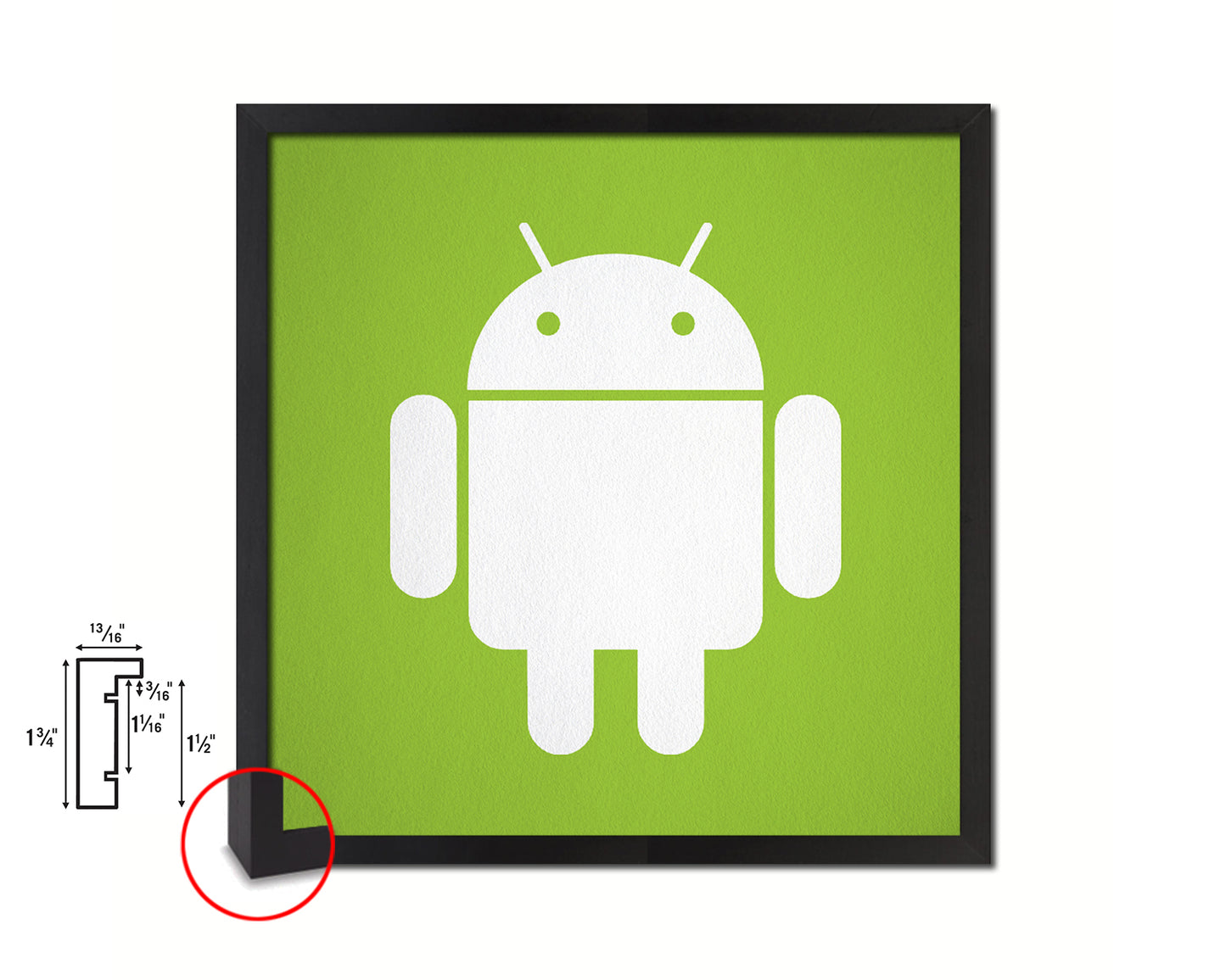 Android Social Media Symbol Icons logo Wood Framed Print Home Decor Wall Art Gifts