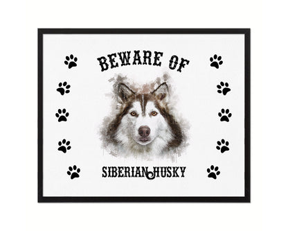 Beware of Russell Terrier Sign Wood Framed Print Wall Art Decor Gifts