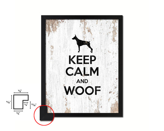 Keep calm and woof Quote Framed Print Home Decor Wall Art Gifts
