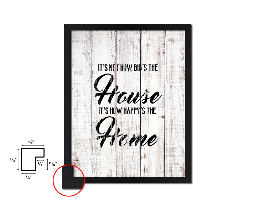 It's not how big's the house White Wash Quote Framed Print Wall Decor Art