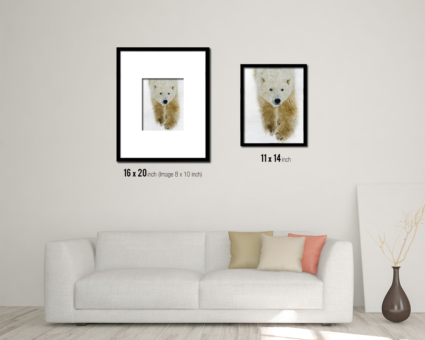 Polar Animal Painting Print Framed Art Home Wall Decor Gifts