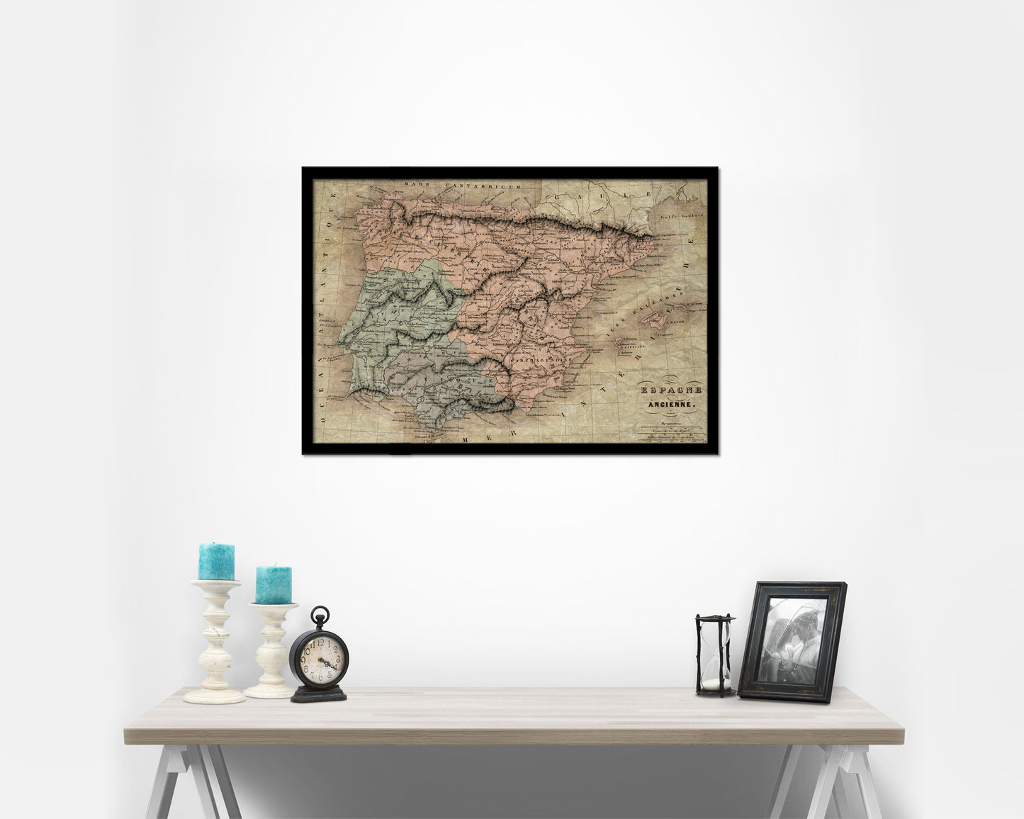 Spain and Portugal Historical Map Framed Print Art Wall Decor Gifts