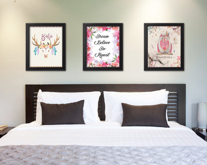 Dream believe do repeat Quote Wood Framed Print Home Decor Wall Art Gifts