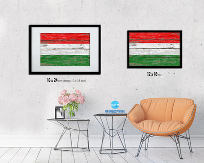 Hungary Country Wood Rustic National Flag Wood Framed Print Wall Art Decor Gifts