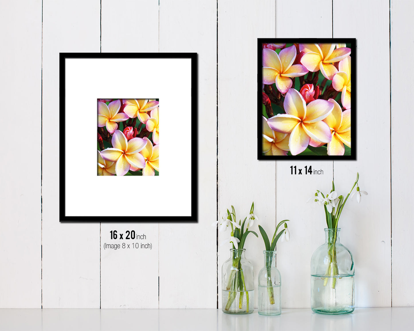 Plumerias White Flower Wood Framed Paper Print Wall Decor Art Gifts