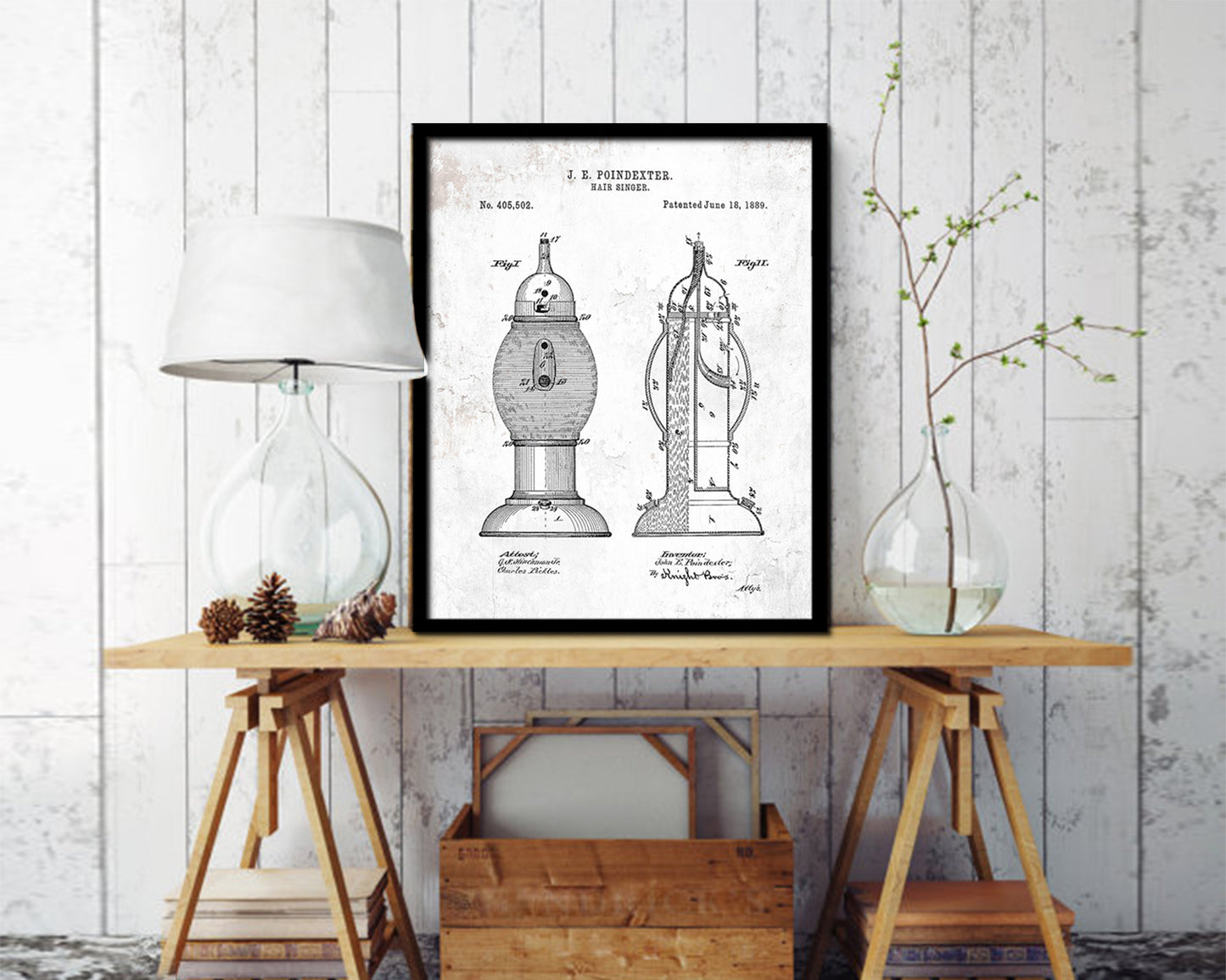 Sanitizer Barbershop Vintage Patent Artwork Black Frame Print Wall Art Decor Gifts