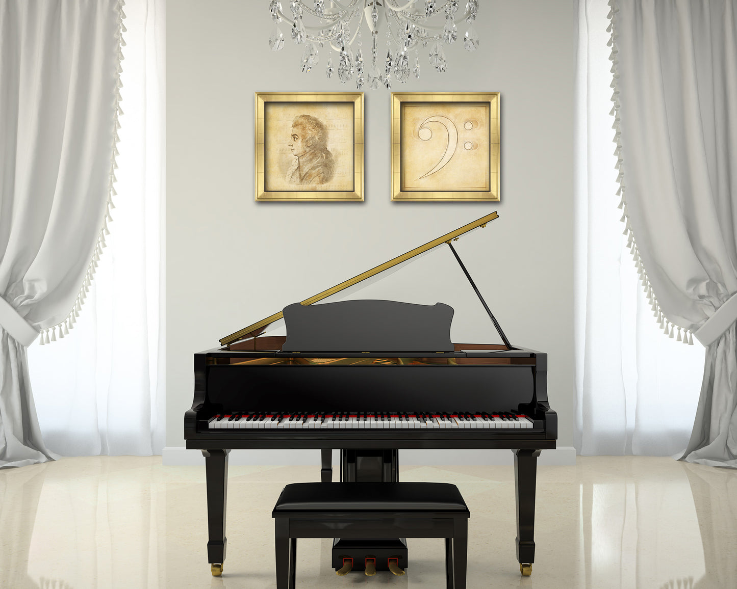 Woygang Amadeus Mozart Ancient Classical Musician Gold Framed Print Wall Decor Art Gifts