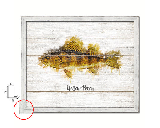 Yellow Perch Fish Framed Prints Modern Restaurant Sushi Bar Watercolor Wall Art Decor