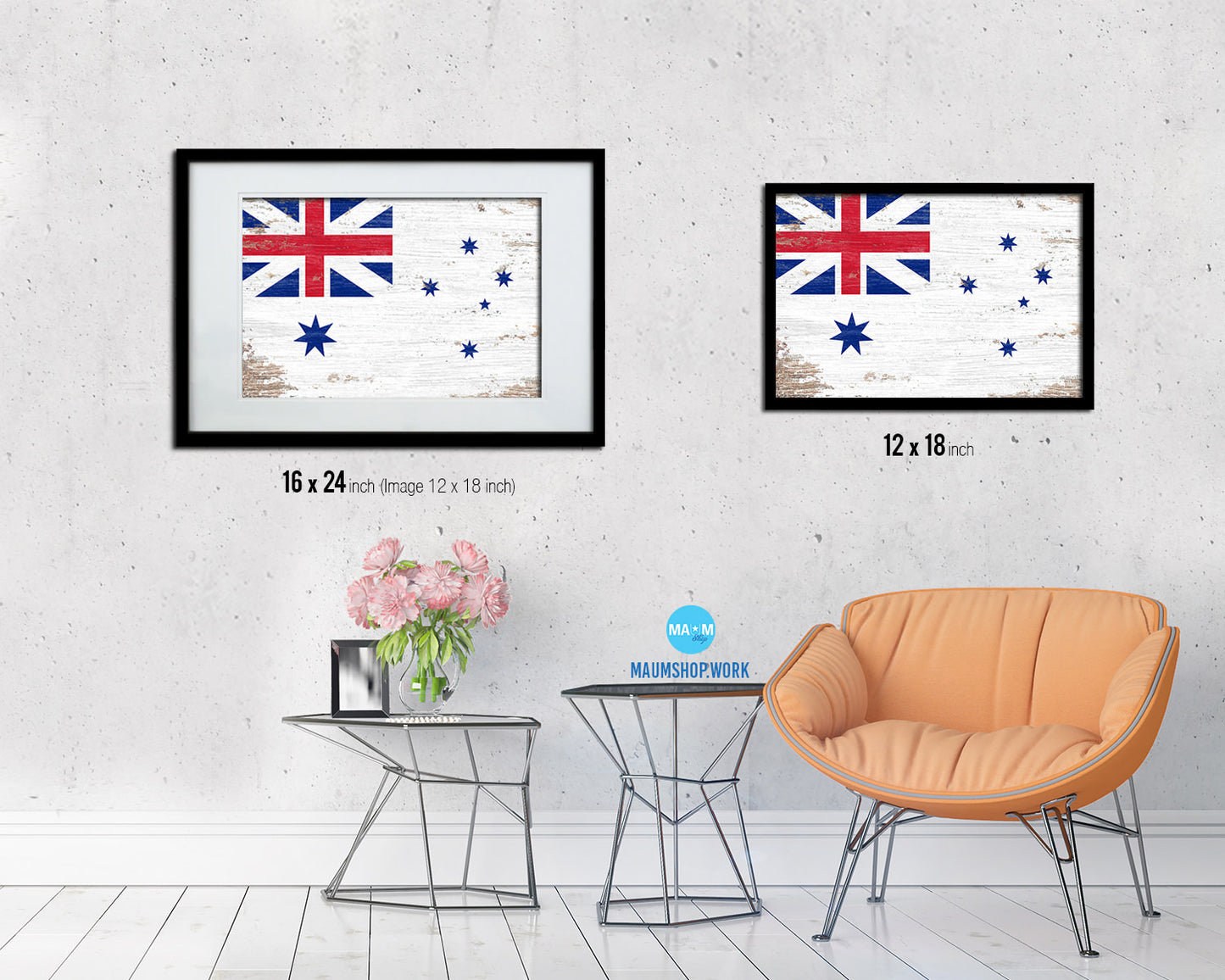 Australian White Ensign City Australia Country Shabby Chic Flag Framed Prints Decor Wall Art Gifts