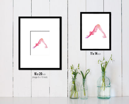 Downward Facing Dog Adho Mukha Sanasana Yoga Wood Framed Print Wall Decor Art Gifts