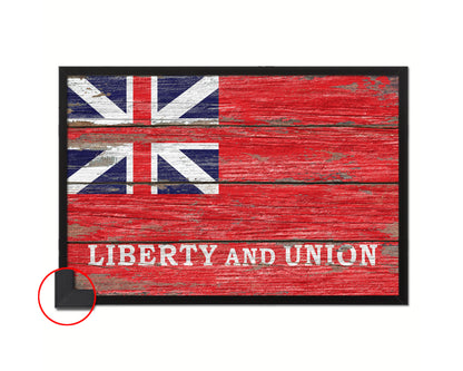 Liberty and Union Wood Rustic Flag Wood Framed Print Wall Art Decor Gifts