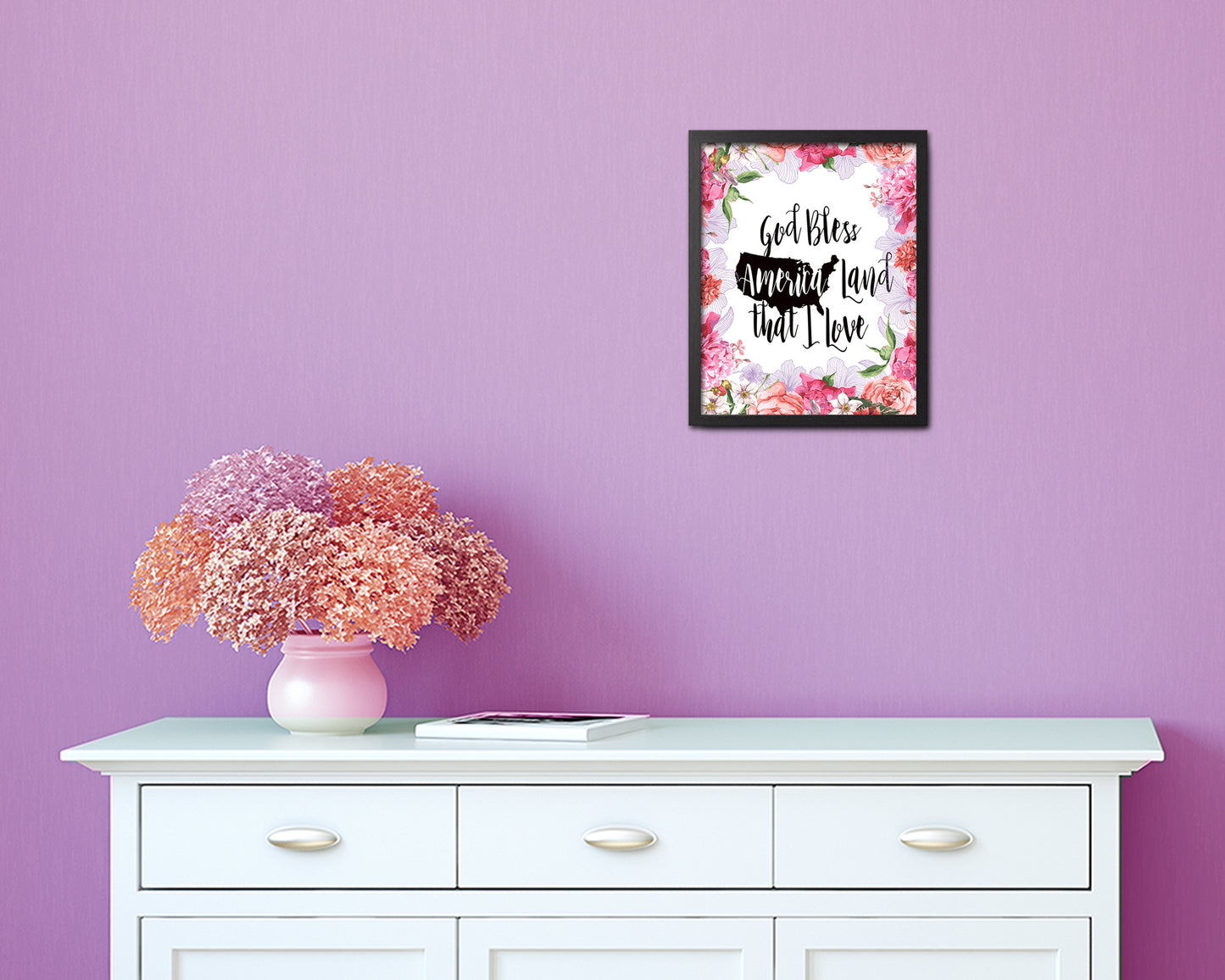 God bless America land that I love Quote Framed Print Home Decor Wall Art Gifts