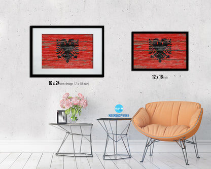 Albania Country Wood Rustic National Flag Wood Framed Print Wall Art Decor Gifts