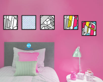 Abstract Blue Artwork Wood Frame Gifts Modern Wall Decor Art Prints