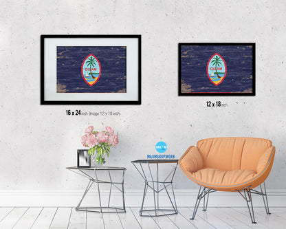 Guam US Territory Shabby Chic Flag Framed Prints Decor Wall Art Gifts