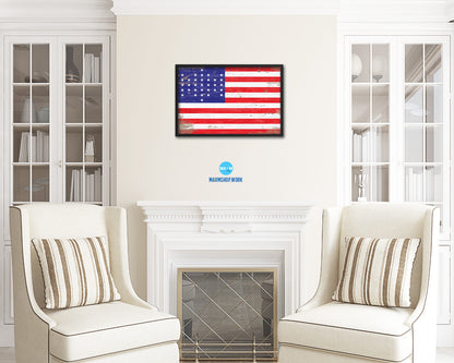 33 Stars Union Civil War Shabby Chic Military Flag Framed Print Decor Wall Art Gifts