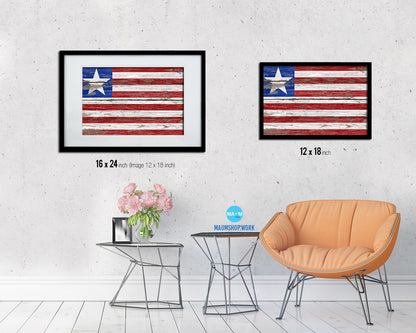 Liberia Country Wood Rustic National Flag Wood Framed Print Wall Art Decor Gifts