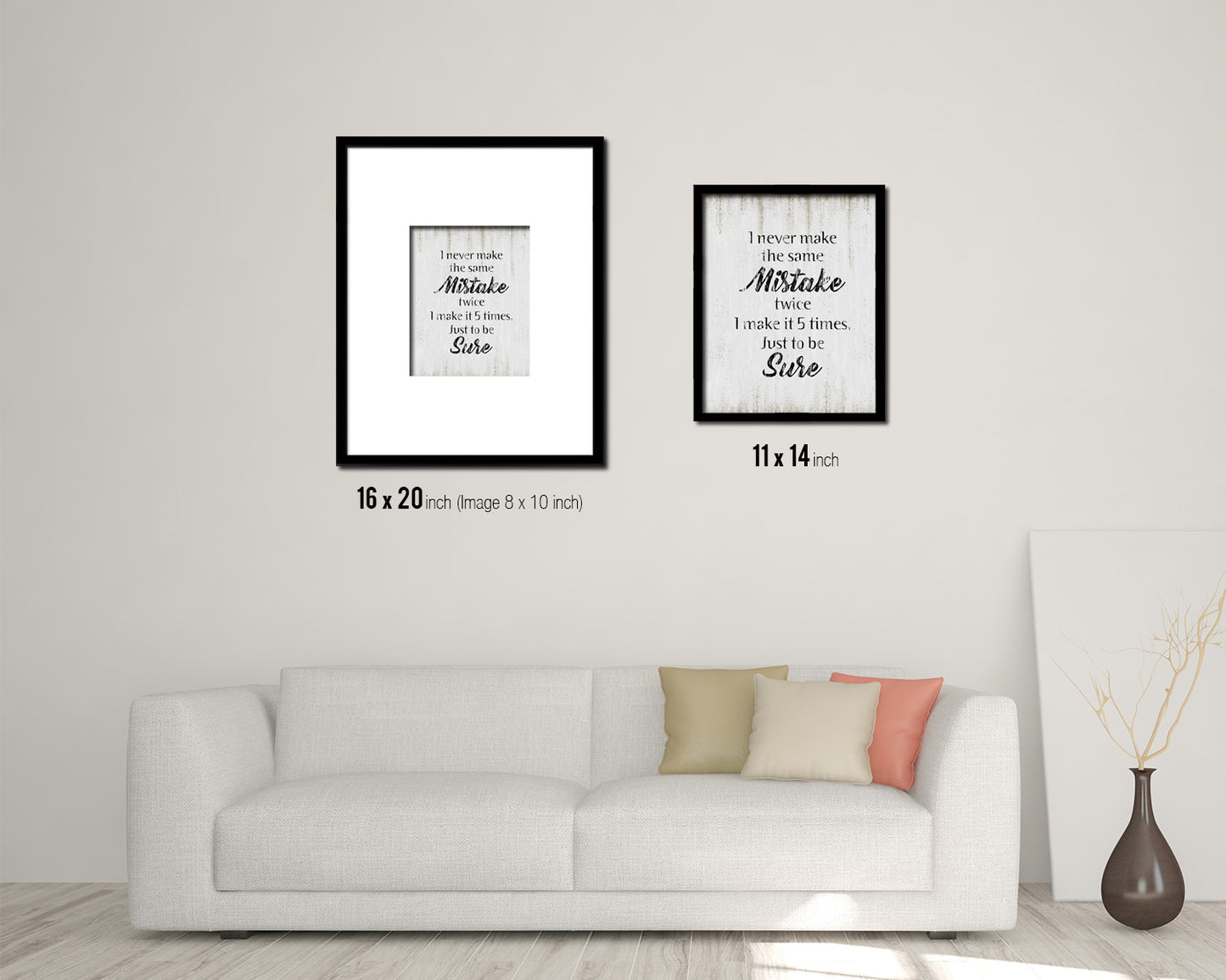 I never make the same mistake twice Quote Wood Framed Print Wall Decor Art