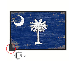 South Carolina State Shabby Chic Flag Wood Framed Paper Print  Wall Art Decor Gifts