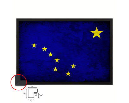 Alaska State Vintage Flag Wood Framed Paper Print Wall Art Decor Gifts