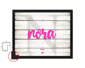 Nora Personalized Biblical Name Plate Art Framed Print Kids Baby Room Wall Decor Gifts