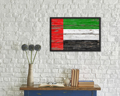 United Arab Emirates Country Wood Rustic National Flag Wood Framed Print Wall Art Decor Gifts