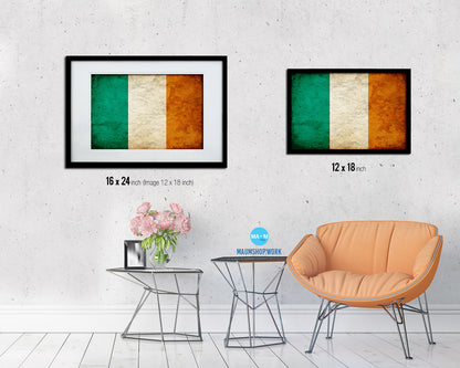 Ireland Country Vintage Flag Wood Framed Print Wall Art Decor Gifts