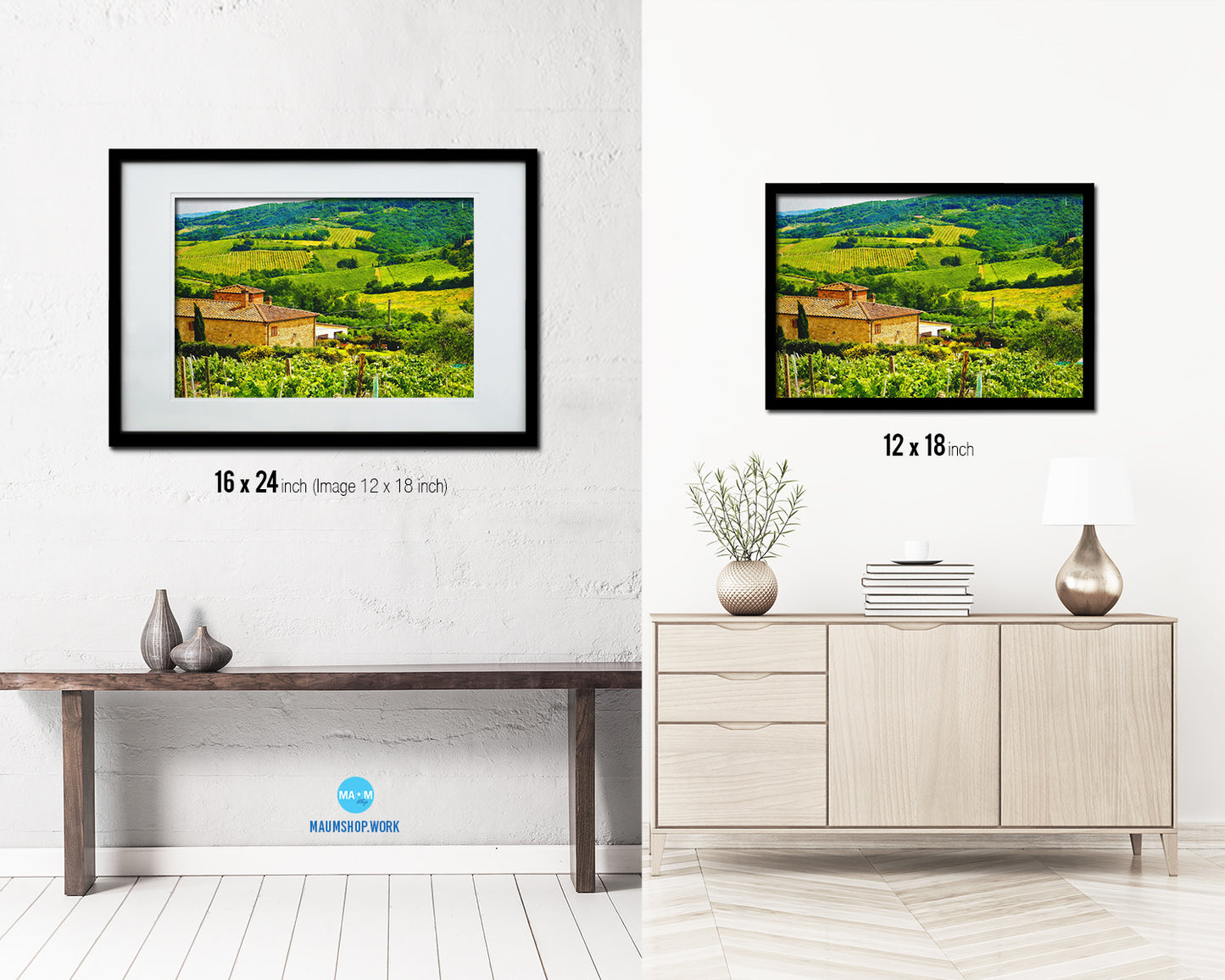 Tuscany, Italy Vineyards Artwork Painting Print Art Frame Home Wall Decor Gifts
