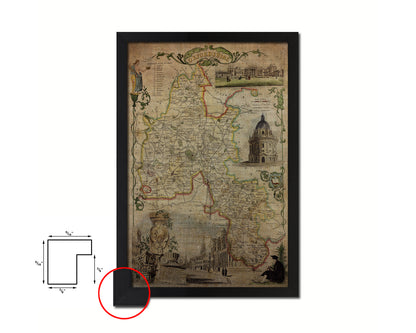 Oxfordshire Vintage Map Wood Framed Print Art Wall Decor Gifts