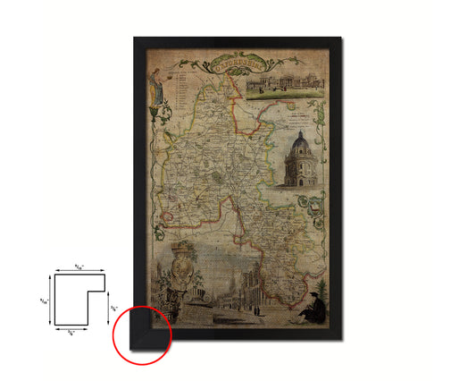 Oxfordshire Vintage Map Wood Framed Print Art Wall Decor Gifts
