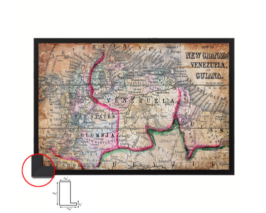 Venezuela Antique Map Framed Print Art Wall Decor Gifts