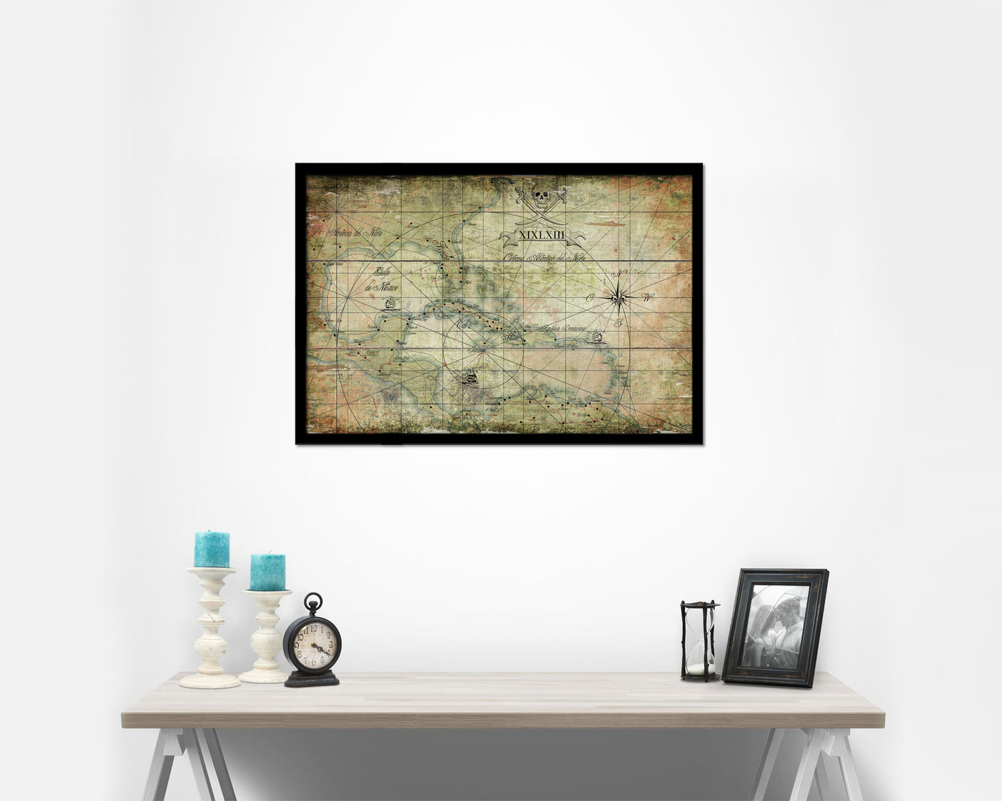 Caribbean Antique Map Framed Print Art Wall Decor Gifts