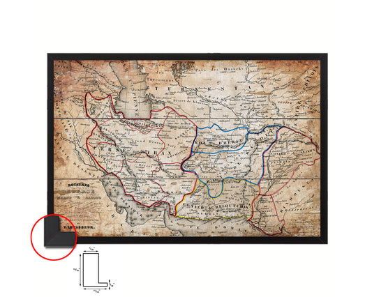 Persia Middle East Iraq Iran Antique Map Framed Print Art Wall Decor Gifts