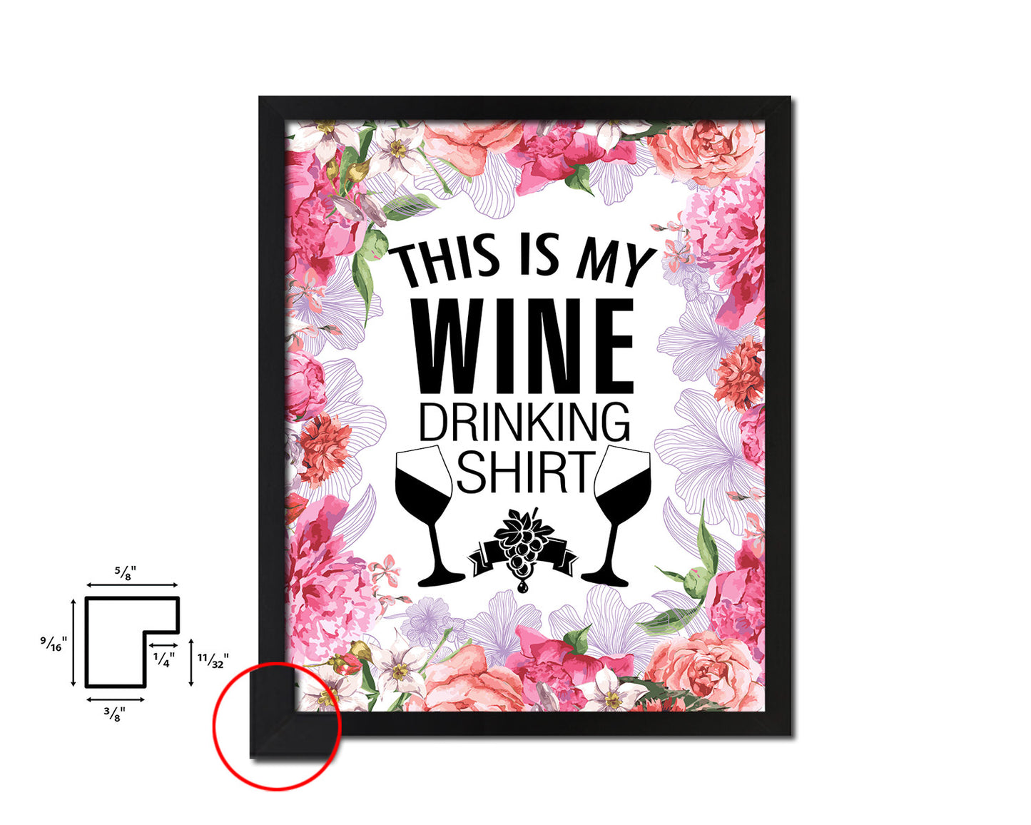 This is my wine drinking shirt Words Wood Framed Print Wall Decor Art Gifts