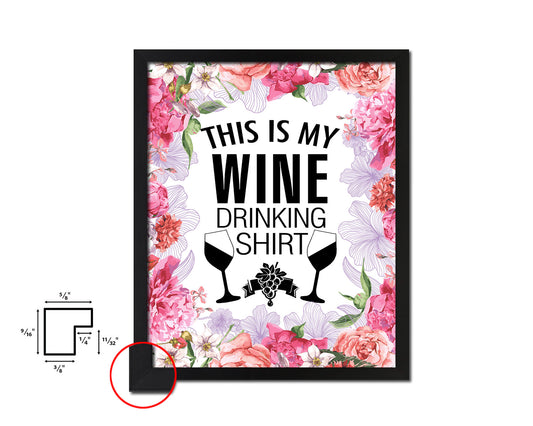 This is my wine drinking shirt Words Wood Framed Print Wall Decor Art Gifts