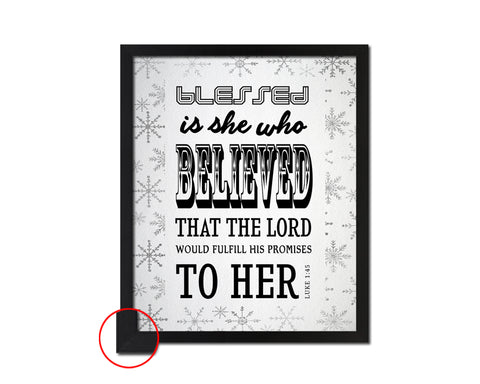 Blessed is she who believed that the Lord Bible Verse Scripture Framed Print Wall Decor Art Gifts